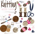 A set of items for sewing and knitting Royalty Free Stock Photo